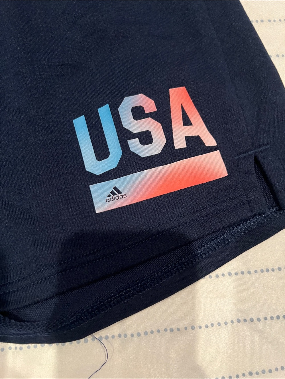 adidas Navy Shorts with USA Gradient Logo - Picture 2 of 4